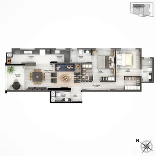 Planta baixa de um apartamento em Lajeado, Brasil.
