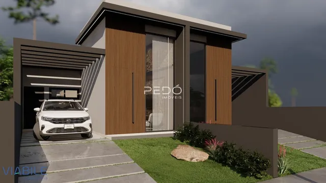 Fachada moderna de uma residência em Lajeado, Brasil.