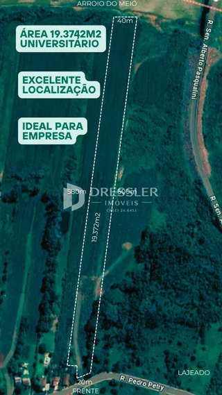 Mapa aéreo da propriedade localizada em Lajeado, Brasil.