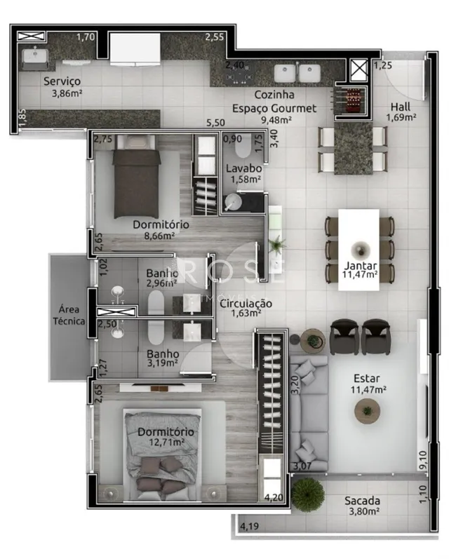 Apartamento com 4 dormitórios, foto 2