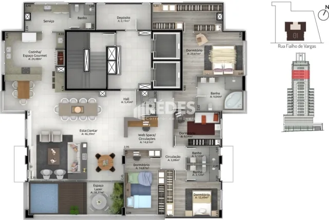 Apartamento com 4 dormitórios, foto 2