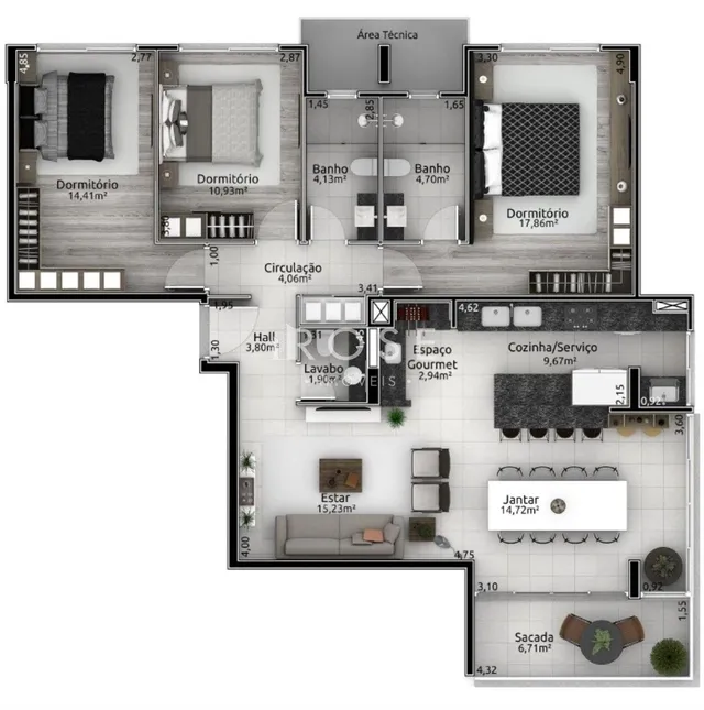 Apartamento com 3 dormitórios, foto 2