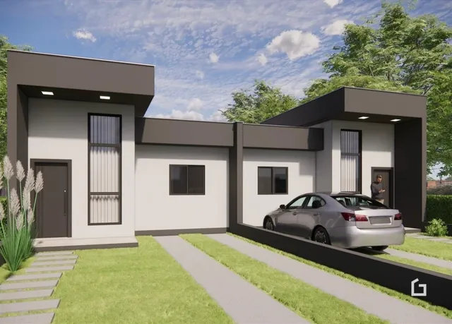 Fachada externa de uma residência moderna em Lajeado.