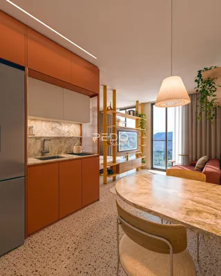 Vista da cozinha e sala de jantar de um imóvel em Lajeado.