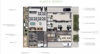 Planta térrea do imóvel em Lajeado, Brasil, mostrando o layout da área externa e interna.