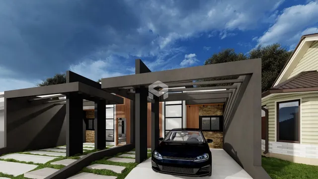Fachada moderna de uma residência em Lajeado, Brasil.