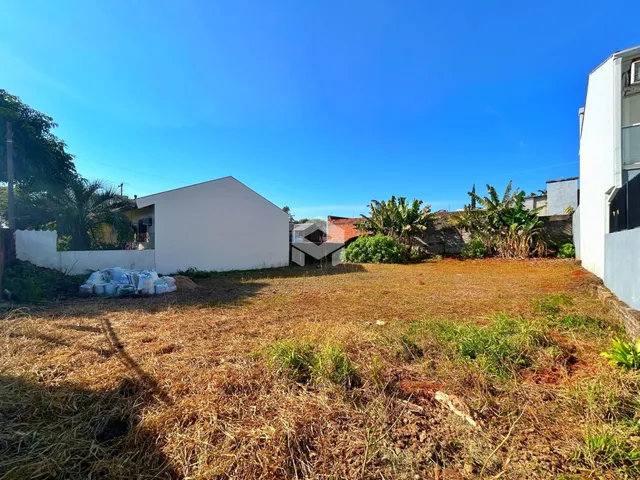 Vista externa do terreno com grama seca e vegetação