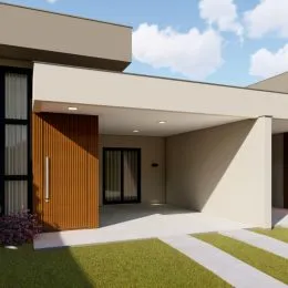 Fachada de uma residência com área externa em Lajeado, Brasil.