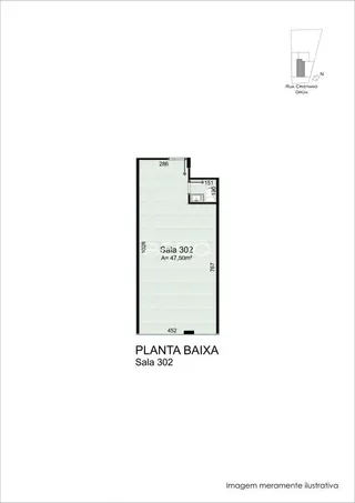 Planta baixa da sala 302 de um imóvel em Lajeado, Brasil.