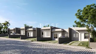 Fachada de uma casa moderna em Lajeado, Brasil.