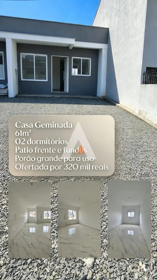 Imagens internas de um imóvel com pisos de cerâmica claros.