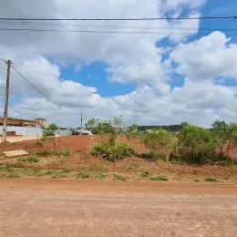 Vista externa de um terreno com vegetação rasteira seca.