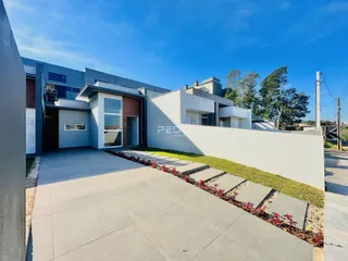 Fachada de uma residência moderna em Lajeado, Brasil.