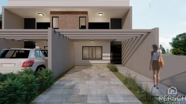 Fachada moderna de uma residência em Lajeado, Brasil.