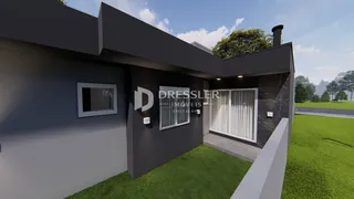 A fachada moderna de uma residência em Lajeado, Brasil.