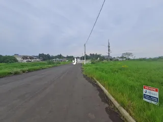 Vista da estrada rural com campo verde ao lado em Lajeado, Brasil.