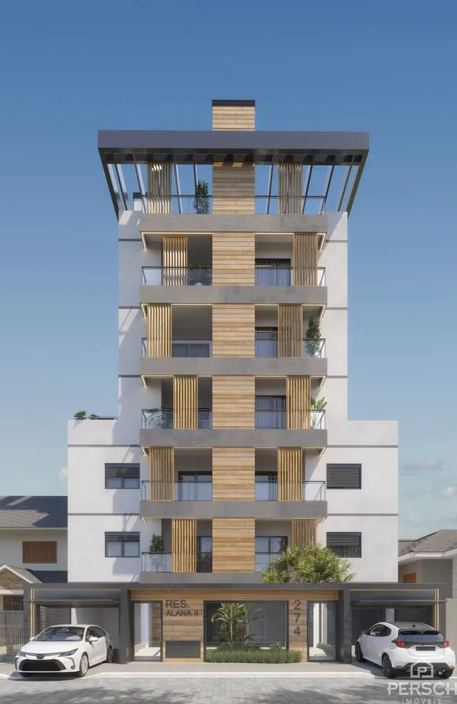 Fachada moderna de um prédio residencial em Lajeado, Brasil.