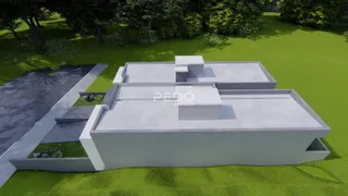 Fachada de uma residência moderna com jardim em Lajeado.