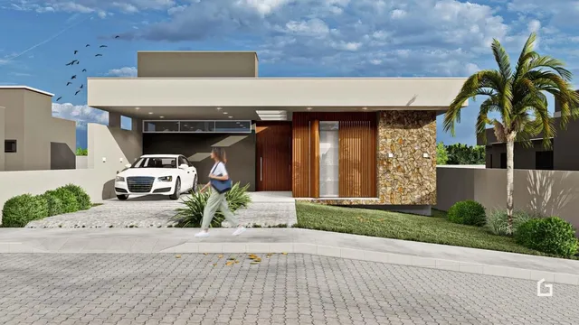 Fachada de uma casa moderna em Lajeado, Brasil.