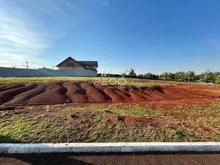 Terreno com terra exposta e vegetação no primeiro plano, com uma residência ao fundo.
