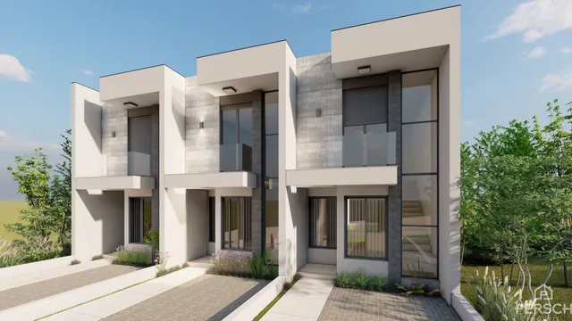 Fachada moderna de uma residência em Lajeado, Brasil.