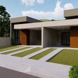 Fachada moderna de uma residência com área externa em Lajeado, Brasil.