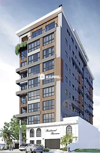 Fachada moderna de um prédio residencial em Lajeado, Brasil.