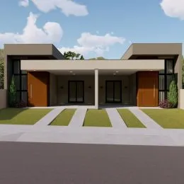 Fachada moderna de uma residência em Lajeado, Brasil.