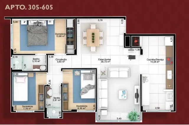 Apartamento com 3 dormitórios, foto 2