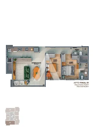 Apartamento com 2 dormitórios, foto 2