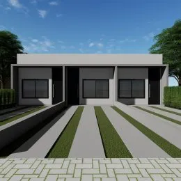 Fachada moderna de uma casa residencial em Lajeado, Brasil.