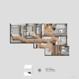 Planta baixa mostrando a disposição dos cômodos de uma residência.