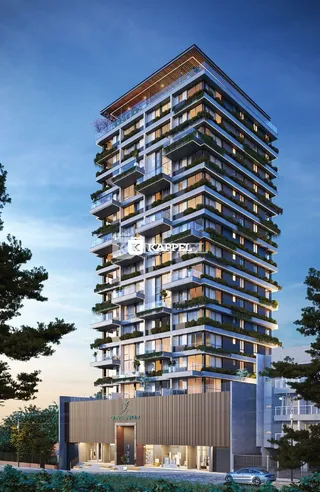 A fachada moderna de um edifício residencial em Lajeado, Brasil.