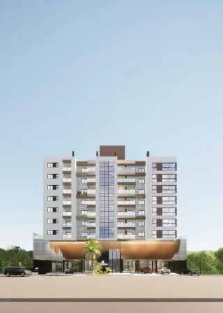 Fachada de um prédio residencial moderno em Lajeado, Brasil.