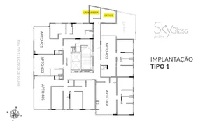 planta baixa do apartamento tipo 1 em Lajeado, Brasil