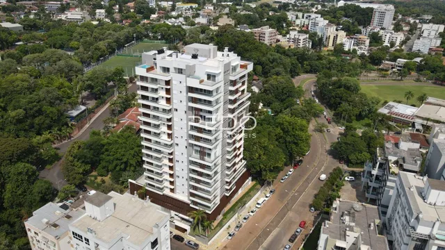 Vista aérea de um edifício residencial em Lajeado.