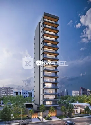 Foto da fachada de um edifício residencial moderno em Lajeado, Brasil.