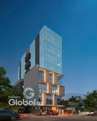 Fachada moderna de um edifício comercial em Lajeado.