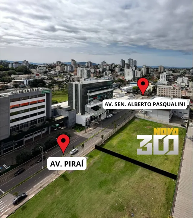 Vista aérea de uma propriedade na Av. Sen. Alberto Pasqualini, Lajeado.