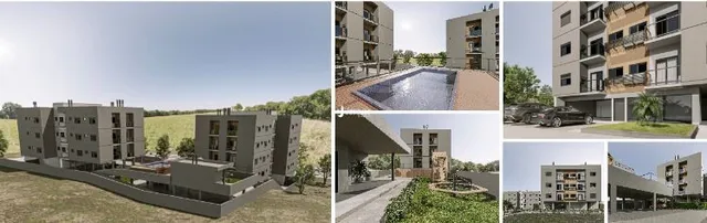 Vista externa de edifícios residenciais em Lajeado, Brasil.