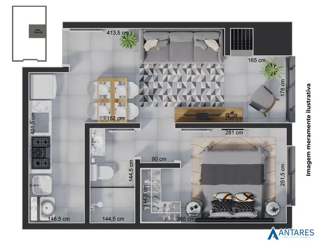 Apartamento com 1 dormitório, foto 3