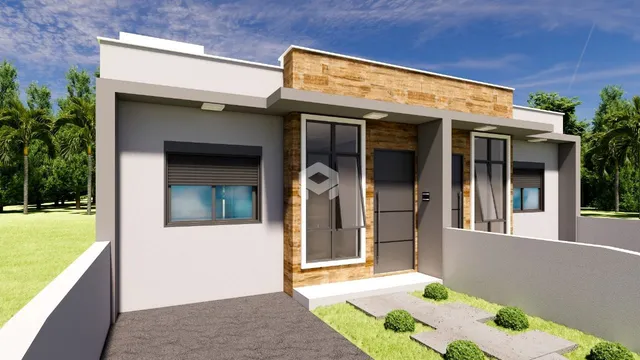 Fachada moderna de uma casa em Lajeado, Brasil.