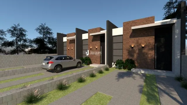 Fachada moderna de uma residência em Lajeado, Brasil.