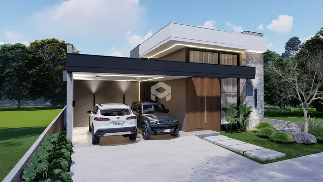 Fachada moderna de uma casa em Lajeado, Brasil.