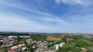 Vista aérea de uma área residencial com vegetação e terrenos abertos.