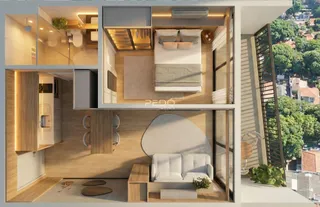 Render de um apartamento moderno em Lajeado, Brasil.