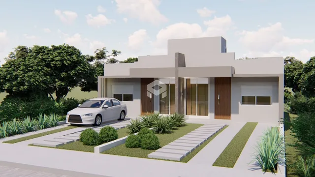 Fachada moderna de uma residência em Lajeado, Brasil.