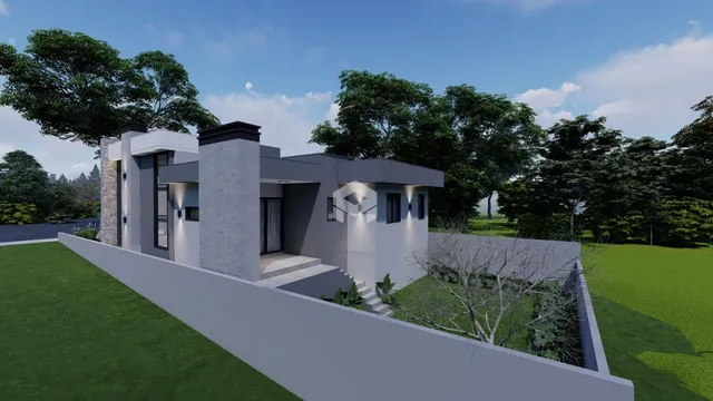 Fachada moderna de uma residência em Lajeado, Brasil.