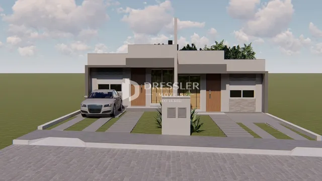 Fachada de uma casa moderna em Lajeado, Brasil.