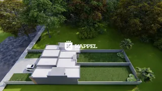 Vista aérea da propriedade residencial em Lajeado, mostrando o layout externo da casa e o jardim.